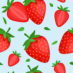 strawberry pattern. cartoon style vector illustration