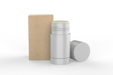 Blank deodorant stick for design presentation and mock up. 3d render illustration.
