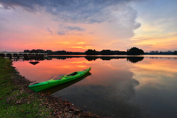 Sunset in Putrajaya wetland park, malaysia