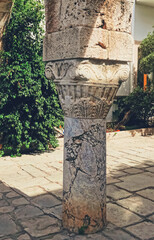 Architectural details on ancient streets of Kos Island in Greece, travel and sightseeing concept