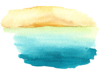 Watercolor background textures hand painted on white background. Sand, sea, ocean, beach