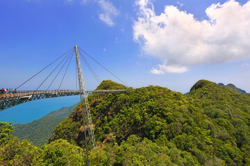 Langkawi sky bridge panorama view with beautiful blue sky background