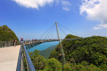 Langkawi sky bridge panorama view with beautiful blue sky background