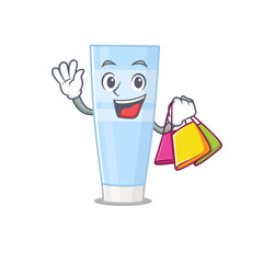 wealthy eye cream cartoon character with shopping bags