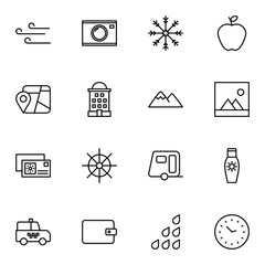 Holiday and travel icon set. Modern outline trip, journey, travelling icons sign. Simple icon vector illustration.