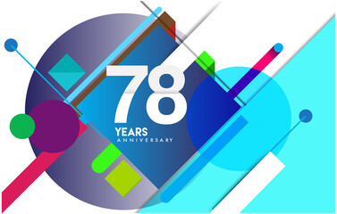 78th years anniversary logo, vector design birthday celebration with colorful geometric isolated on white background.