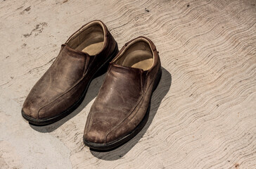 brown leather very old shoes