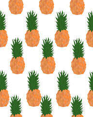 Pineapple, tropical fruit. Seamless pattern. Summer light background.