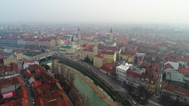 Historical City of Oradea Travel Destination Eastern Europe Drone Aerial View