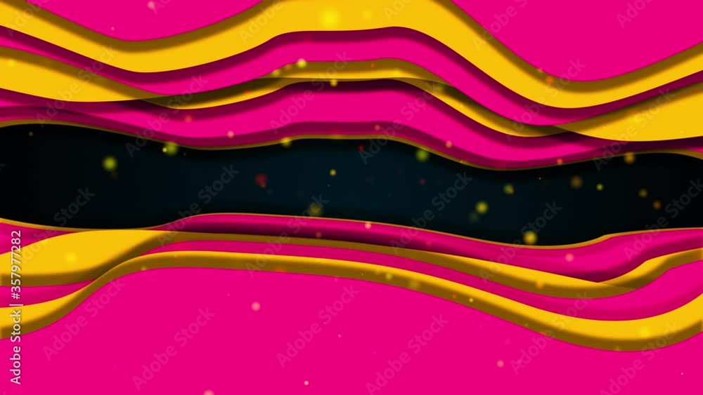 Poster computer generated abstract shape of tunnel. 3d rendering of color multilayer slice with wavy passag