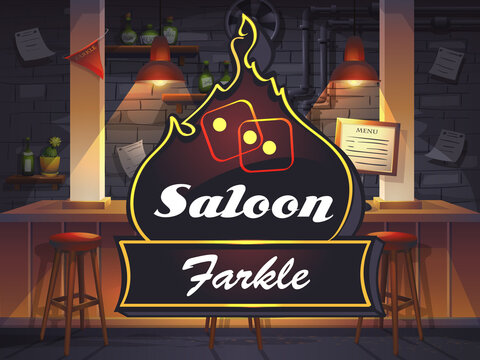 Vector bright cartoon illustration of saloon farkle