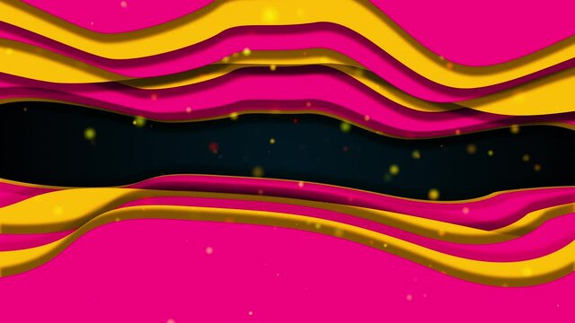 Computer generated abstract shape of tunnel. 3d rendering of color multilayer slice with wavy passage. Horizontal backdrop