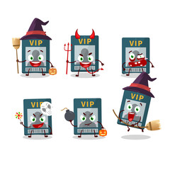 Naklejka premium Halloween expression emoticons with cartoon character of vip card
