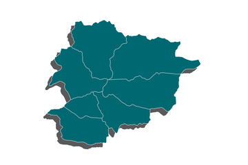 Fototapeta premium High Detailed Blue Map of Andorra isolated on white background.