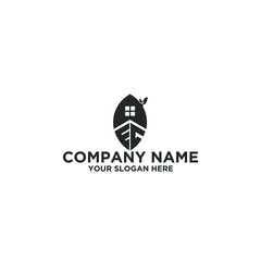Initial Letter EC Real estate Simple Leaf Logo Design Template
