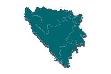 Cyan Bosnia and Herzegovina Map Illustration - Vector