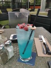 Blue Alcoholic Drink Beverage Cocktail Raspberry Happy Hour