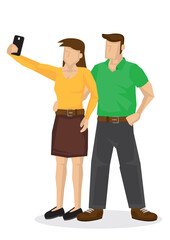 Happy traveling couple making selfie in romantic mood. Dating or relationship concept.