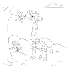 illustration vector graphic of giraffe coloring book. perfect for children.