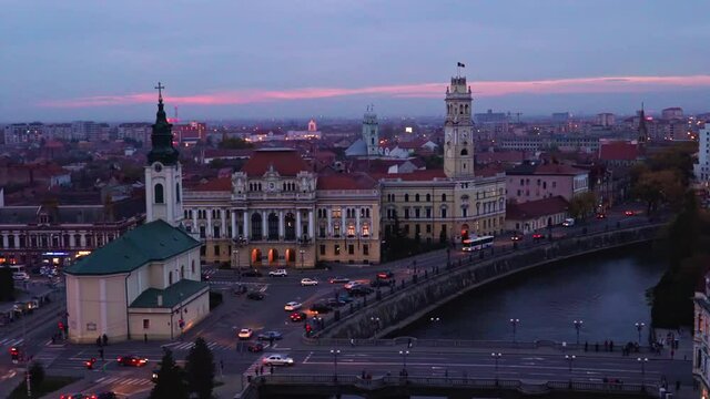 Historical City of Oradea Travel Destination Eastern Europe Drone Aerial View
