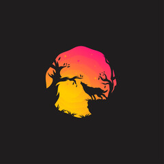 awesome wolf night gradient illustrator