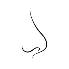 Doodle nose icon isolated on white. Hand drawing line art. Outline logo. Sketch vectot stock illustration. EPS 10