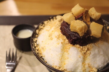 Red bean shaved ice korean dessert
