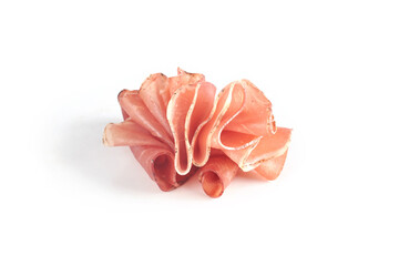 Italian prosciutto or jamon. Isolated on white background