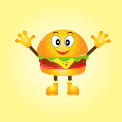illustration vector graphic of  burger character. perfect for food car or food icon place.