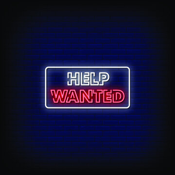 Help Wanted Neon Signs Style Text Vector