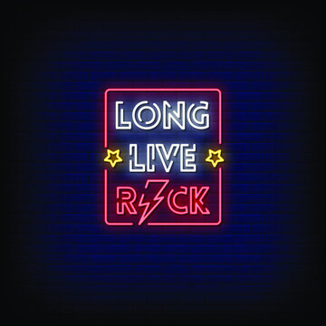 Long Live Rock Neon Signs Style Text Vector