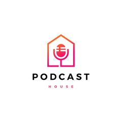 podcast house logo vector icon illustration