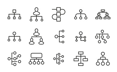 Simple set of hierarchy icons in trendy line style.