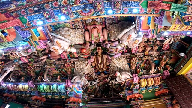 Ceiling of the Hindu temple Sri Bhadrakali Amman Kovil. Trincomalee, Sri Lanka