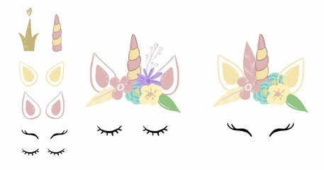 Unicorn cute isolated pink for girls horse pony