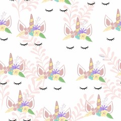 The unicorn pattern. pink. white. gray. cute. for fabrics and textiles