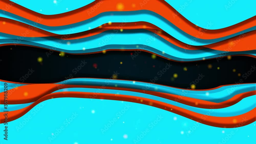 Poster computer generated abstract shape of tunnel. 3d rendering of color multilayer slice with wavy passag