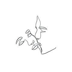 Linear drawing of the kissing heads of two lovers drawn by one continuous line. Design for Valentines day, wedding invitations.