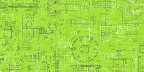 Mechanical scheme, vector engineering drawing.Technical drawing background .Locksmith plan drawing .Vector illustration.