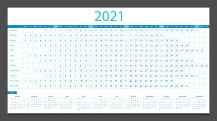 Calendar 2021, calendar 2022 week start Monday corporate design template vector.