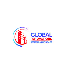 Global renovations logo template, vector logo for business and company identity 