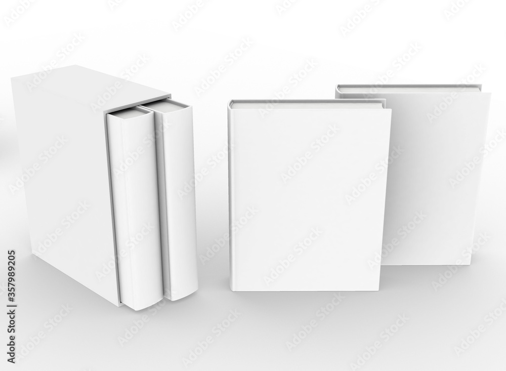 Poster template empty book mockup set white background , 3d rendering