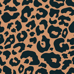 Trendy leopard seamless pattern. Hand drawn wild animal cheetah skin dark brown texture for fashion print design, fabric, textile, cover, wrapping paper, background, wallpaper. Vector illustration