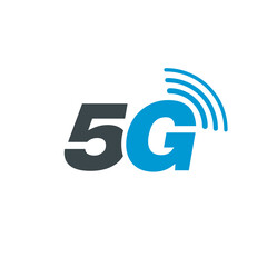 5G symbol new wireless internet wifi connection. Fifth innovative generation of the global high speed Internet network using modern digital devices.