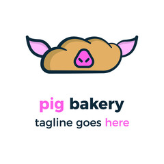 pig bakery logo vector design illustration icon