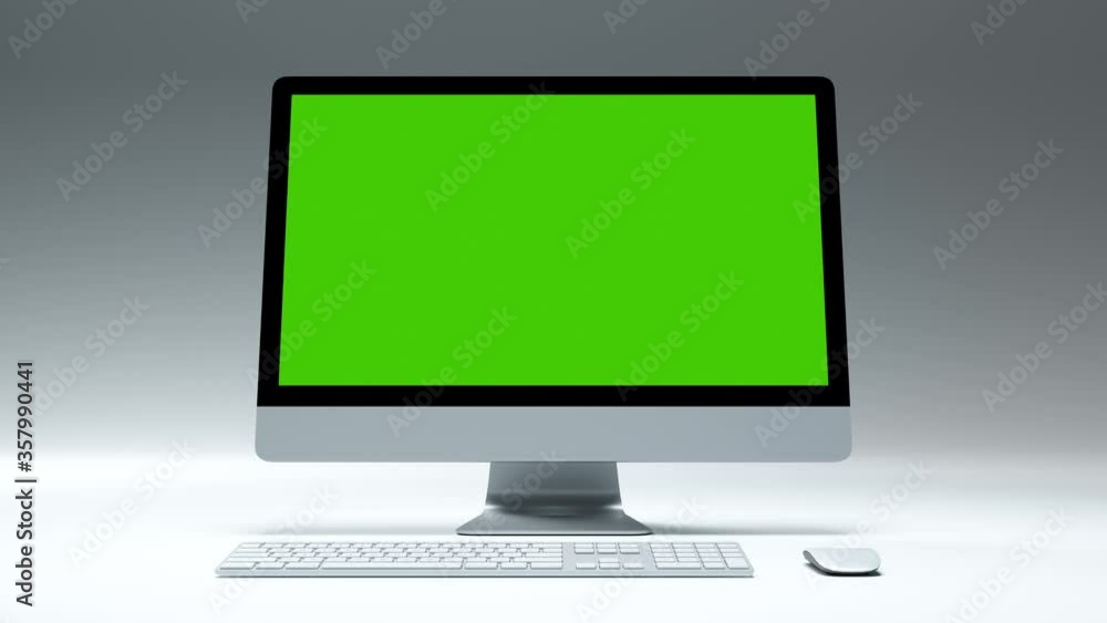 Aufkleber clean green screen computer for presentation e business blog or game applications. motion monitor wi