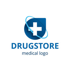 medical or drugstore logo template - for medical center, drug store, pharmacy, hospital with recognizable symbol of medicine - cross - vector icon symbol