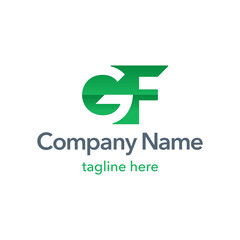 GF logo template in form and counter-form decoration - modern style geometric emblem with G and F letters