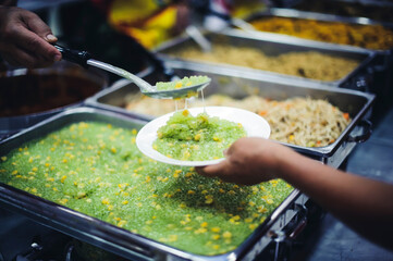 The hands of the beggars, who were helped by volunteers : The concept of poverty