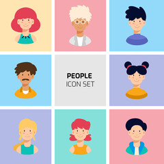 Fototapeta premium Different People Avatar Icon Set Collection. Flat cartoon vector illustration